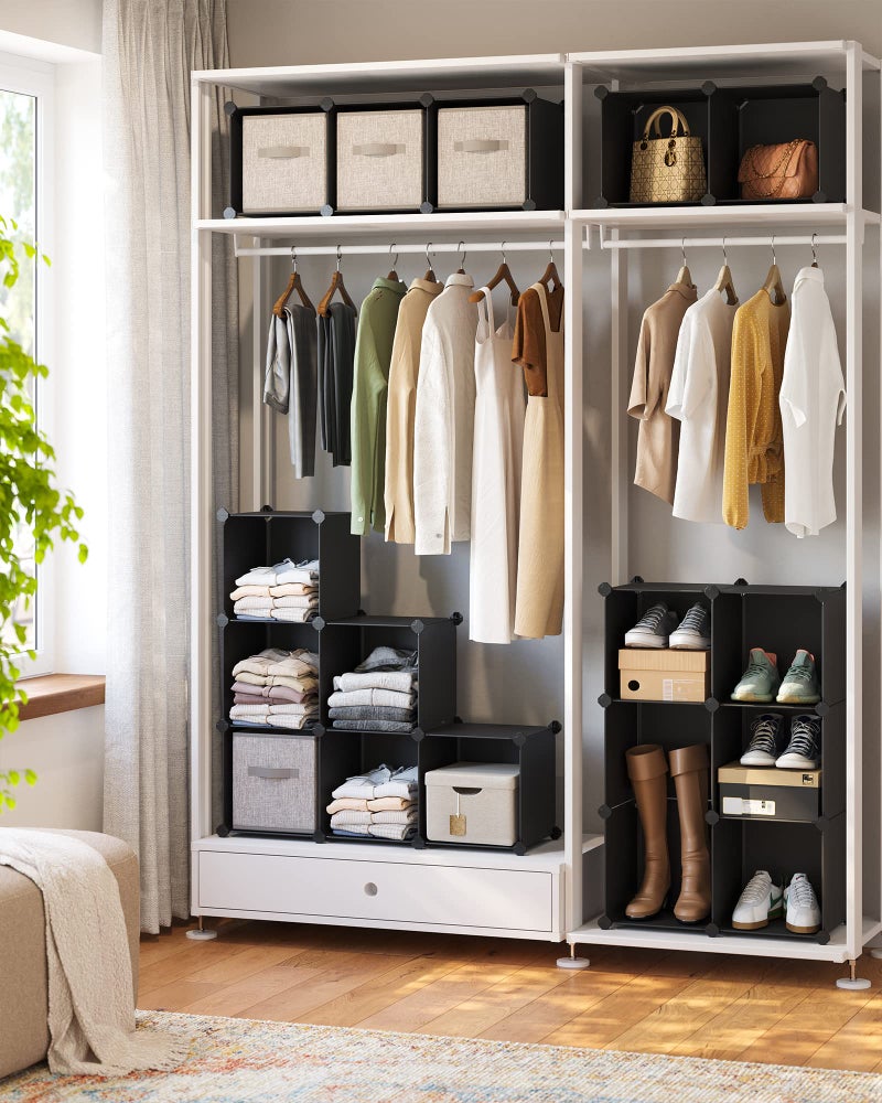 SONGMICS Cube Storage Organizer Set of 16 Plastic Cubes Closet Organizers and Storage Room Organization Bedroom Living Room 122 x 484 x 484 Inches Black ULPC44BK - Image 3