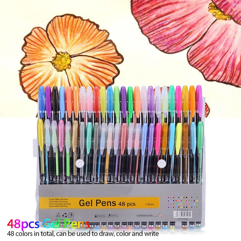 48pcs Gel Pens Colorful Glitter Neon Gouache Metallic Drawing Sketch Pen School Stationery - Image 2