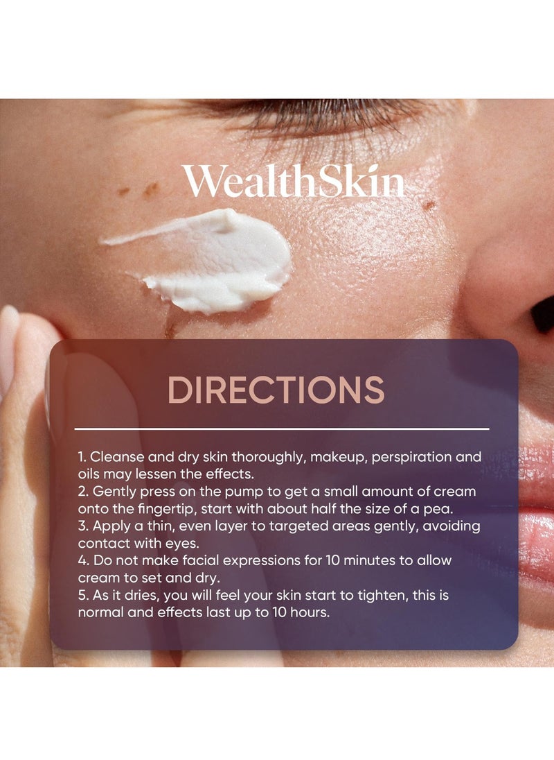 Wealthskin Instant Rapid Wrinkle Eye Cream: Temporary Effects Firm & Lift Under Eye Bags and Reduction Puffiness and Remover Dark Circles - 60 Second Tightener 30mL  - Image 4