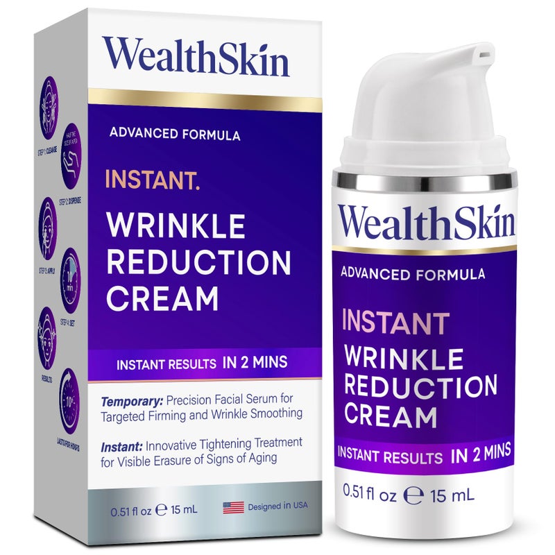 Wealthskin Instant Rapid Wrinkle Eye Cream: Temporary Effects Firm & Lift Under Eye Bags and Reduction Puffiness and Remover Dark Circles - 60 Second Tightener 30mL - Image 1
