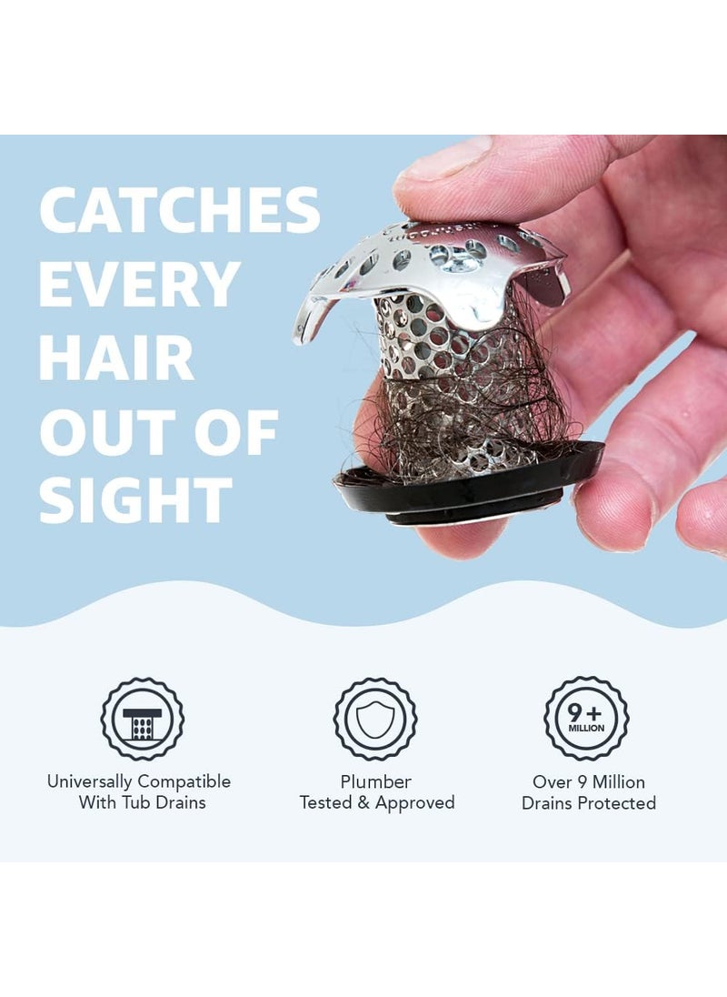 TubShroom TubShroom Ultra Revolutionary Bath Tub Drain Protector Hair CatcherStrainerSnare Stainless Steel 1Pack Silver  - Image 2