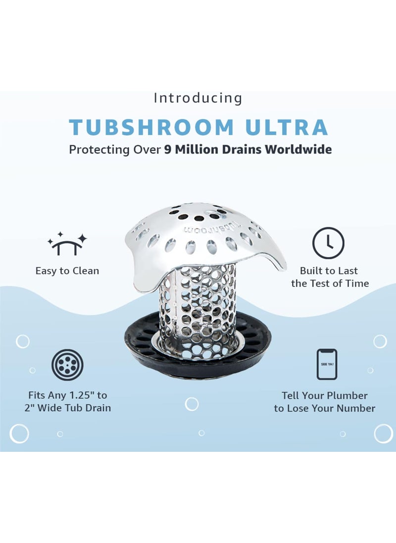 TubShroom TubShroom Ultra Revolutionary Bath Tub Drain Protector Hair CatcherStrainerSnare Stainless Steel 1Pack Silver  - Image 4