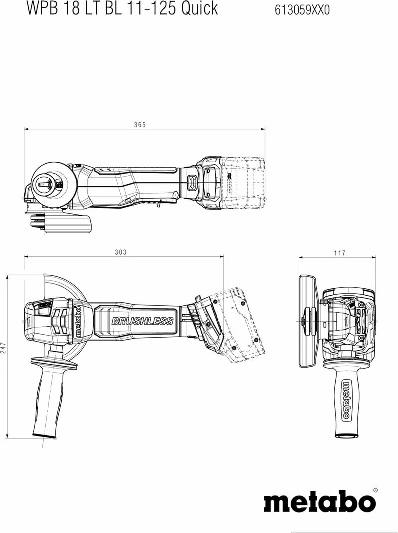 Metabo WPB 18 LT BL 11-125 Quick Cordless Angle Grinder - Image 2