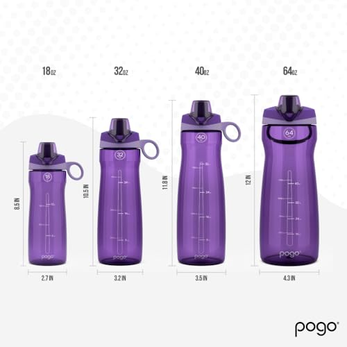 Pogo BPA-Free Tritan Plastic Water Bottle with Chug Lid, 40 Oz, Purple - Image 5