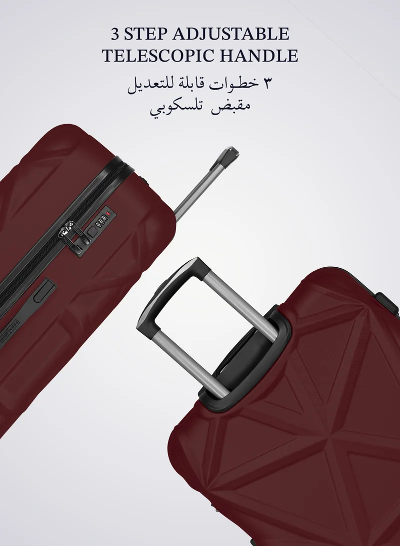 PARAJOHN Matrix 28-Inch Large ABS Hard Case Checked-In Luggage Trolley Bag with 8 Spinner Wheels and Lock – Burgundy