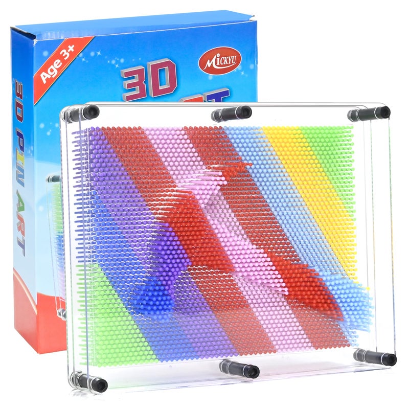 MICKYU Creative 3D Pin Art Board Games 8x10 Inch  Colorful Pins Sculpture for Office Desk Toy  Classroom Art Tool  Sensory Relief Stress for Kids  Adults - Image 2