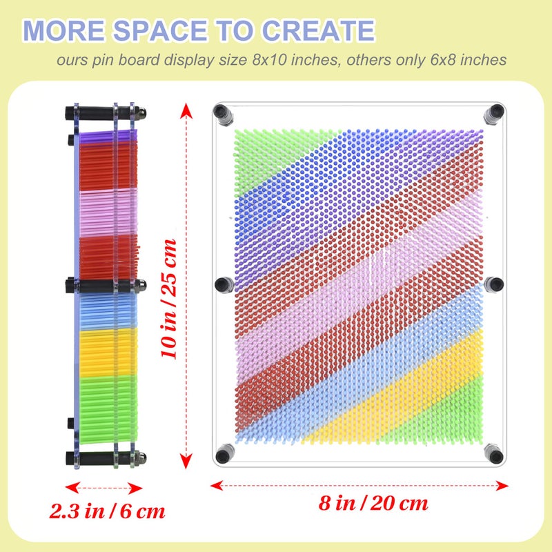 MICKYU Creative 3D Pin Art Board Games 8x10 Inch  Colorful Pins Sculpture for Office Desk Toy  Classroom Art Tool  Sensory Relief Stress for Kids  Adults - Image 3
