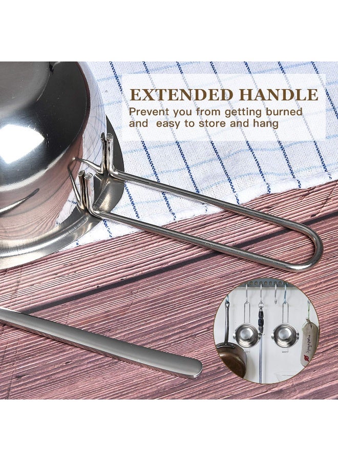 Milkary Milkary 2 Pieces Stainless Steel Double Boiler Pot with 2 Metal Spoon, Chocolate Melting Pot for Melting Chocolate, Butter, Cheese, Candle and Wax Making Kit Double Spouts 400ml/14oz - Image 4