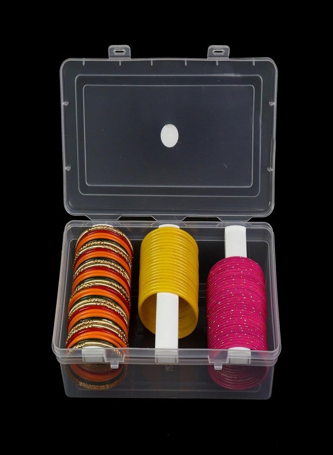 MFN Gorgeous Plastic Multipurpose Bangle Storage Organizer Box With 3 Detachable Rods For Women and Girls,Organizer Accessories Small Storage Chudi Box For Jewellery (Transparent) - Image 2