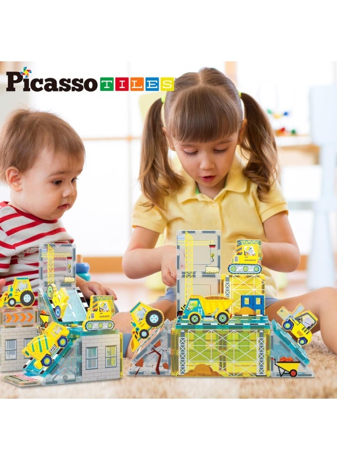 PicassoTiles مجموعة بلاط بيكاسو المغناطيسية للبناء مع 8 مركبات بلاط | متوافقة مع بلاط المغناطيس | كتل بناء | ألعاب STEM | مجموعة ألعاب تعليمية | كتل تكديس | مجموعة بناء لتطوير عقل الطفل - Image 2