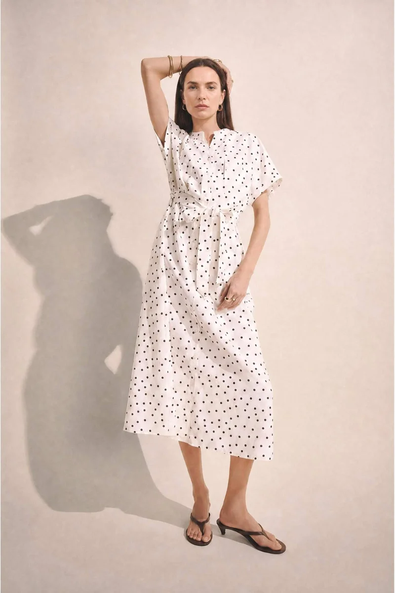 ديفاكتو A Cut Crew Neck Printed Dress