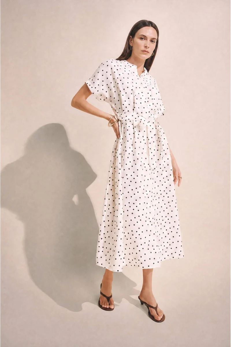 ديفاكتو A Cut Crew Neck Printed Dress
