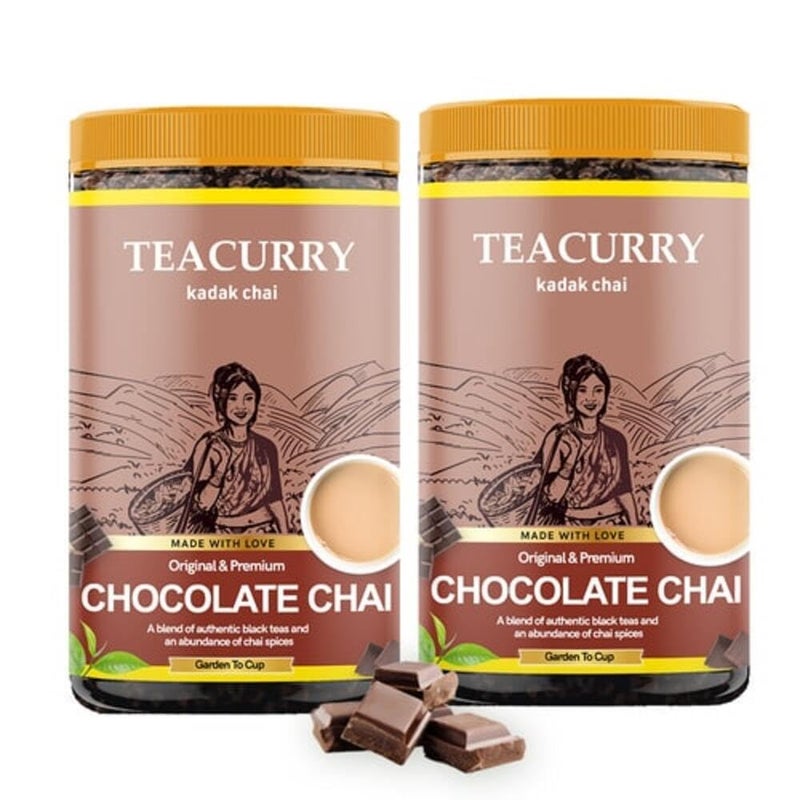TEACURRY Chocolate Chai (200 Grams, 100 Cups) - Chocolate Assam Black Tea - 100% Natural Flavoured Tea with Real Chocolate | Refreshing & Tasteful Chocolate Flavor Chai Tea - Image 1