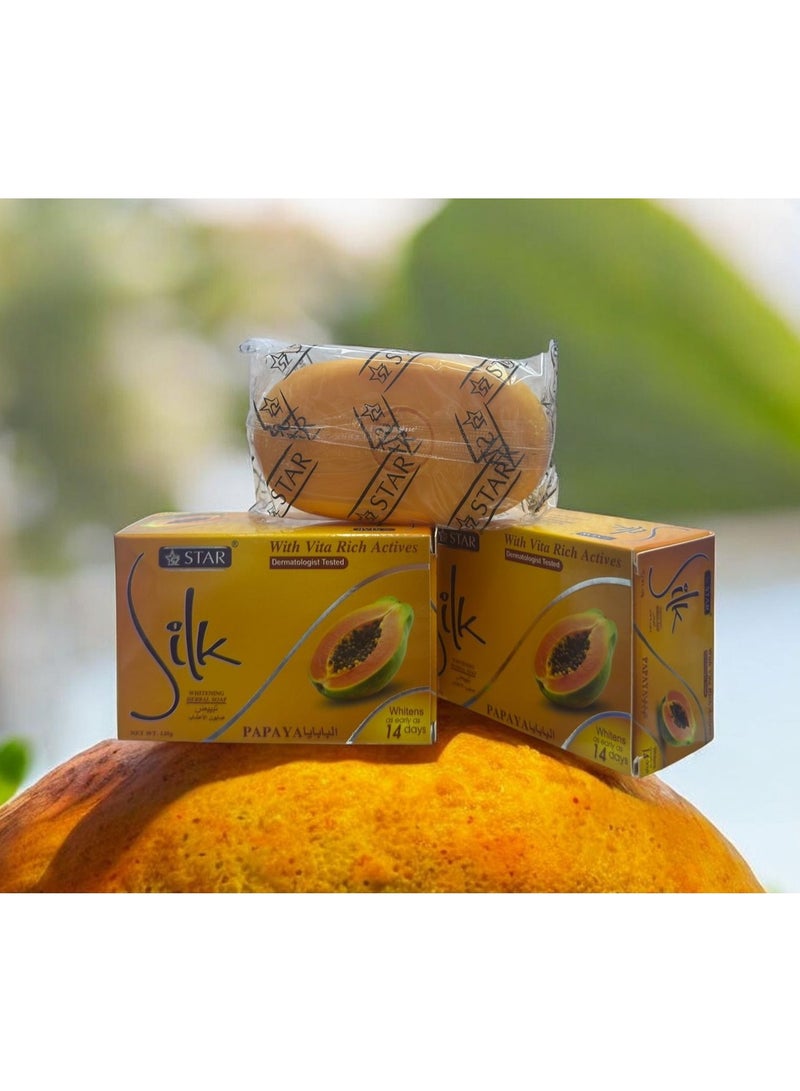 Star SZ Star Silk Papaya Herbal Whitening Soap COMBO PACK – Brightening & Smoothening with Vita-Rich Actives 135g each - Image 1