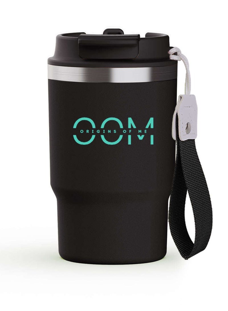 Origins Of Me OOM 475ml /16oz Black Travel Coffee Mug, Double Walled Stainless Steel Vacuum Tumbler with Multifunctional Lid-Spout & Straw Option, Leak Proof, Thermos, 8Hr Hot &12Hr Cold  - Image 1
