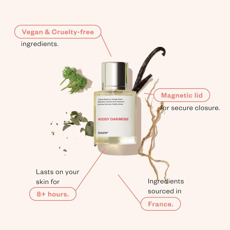 Dossier دوسيه - خشب البلوط - ماء عطر - عطر فاخر - نقي مُعزز - خالي من البارابين - نباتي - للنساء - عطر 1.7 أونصة سائلة (بخاخ 50 مل) - Image 1