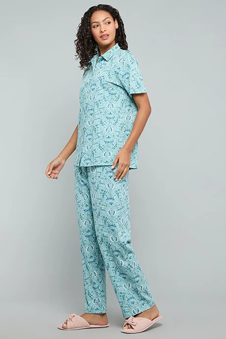 أر أند بي Printed Collared Pyjama Set