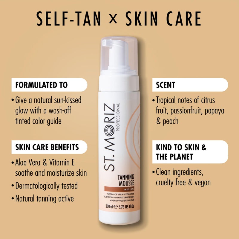 St. Moriz St Moriz Professional Medium Self Tanner Mousse - Sunless Instant Self Tanning Foam for a Deep, Natural Looking Fake Tan - With Aloe Vera & Vitamin E (6.76 fl oz) - Image 2