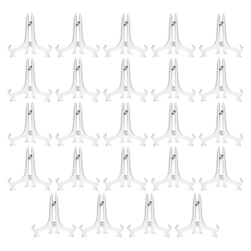 Juvale Juvale 24 Pack Small Easel Stand for Mini Decorative Plates Clear Display Holders for Signs Greeting Cards Place Cards Photos 53 In 