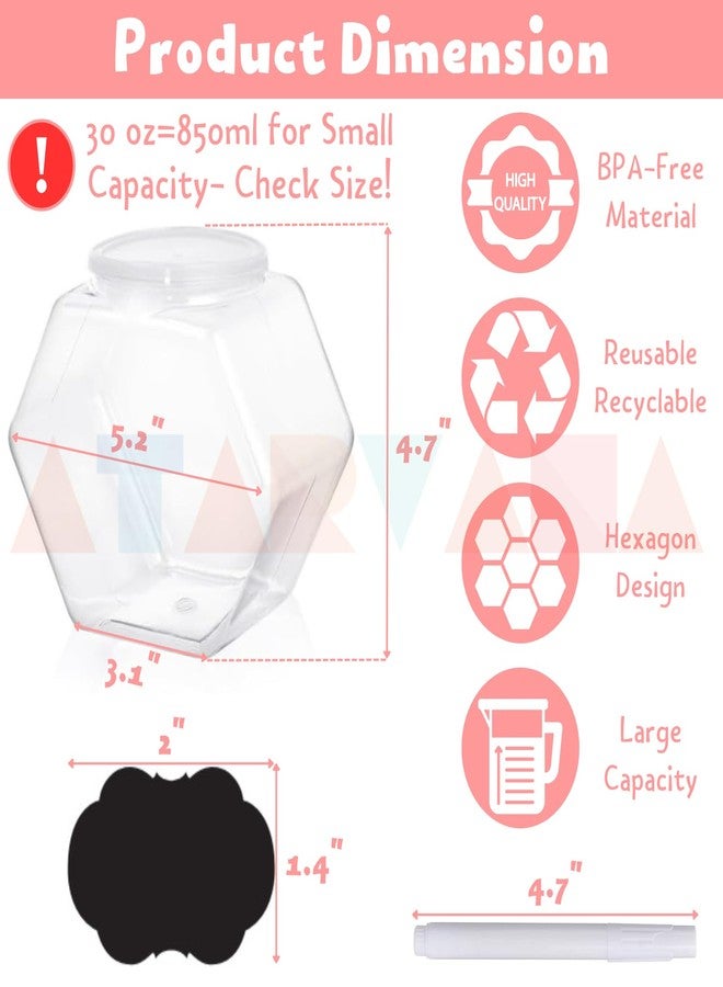 Atarvana Plastic Candy Jars 30oz Set of 8 with 8 Pcs Label Stickers & 1 Pen, Hexagon Candy Containers with Airtight Lids for Candy Buffet, Kitchen Storage Containers Set - Image 2