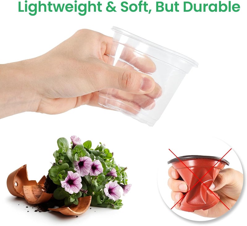 Bluepro 36 Packs 5/4/3.5 Inch Reinforced Clear Nursery Pots with Drainage Hole, Transparent Nursery Pots Variety Pack Plastic Plant Pot Seedling Planter Seed Starter Pots Flower Pot with 20pcs Plant Labels - Image 4