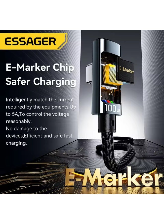 Essager PD100W USB Type C to USB C Cable 5A Fast Charging Cable 90 LED Digital Display Cable For iPhone 15 MacBook Huawei Xiaomi - Image 5