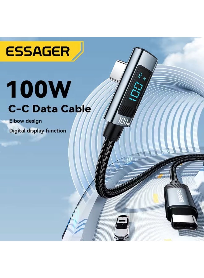 Essager PD100W USB Type C to USB C Cable 5A Fast Charging Cable 90 LED Digital Display Cable For iPhone 15 MacBook Huawei Xiaomi - Image 2