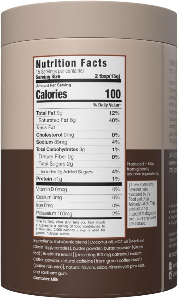 Rapid Fire Ketogenic Coffee Hazelnut Flavor 225g x 15 Servings |Supports Energy & Metabolism, Ketogenic Diet | Instant Medium Roast Hot/Cold Coffee, 7.93 Oz - Image 3