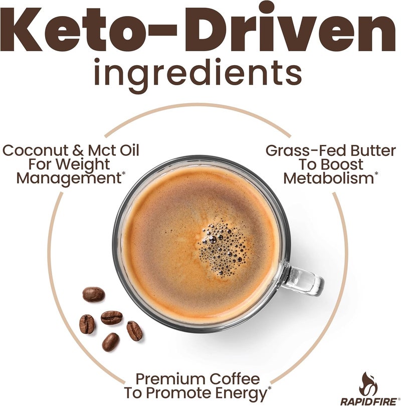 Rapid Fire Ketogenic Coffee Hazelnut Flavor 225g x 15 Servings |Supports Energy & Metabolism, Ketogenic Diet | Instant Medium Roast Hot/Cold Coffee, 7.93 Oz - Image 4