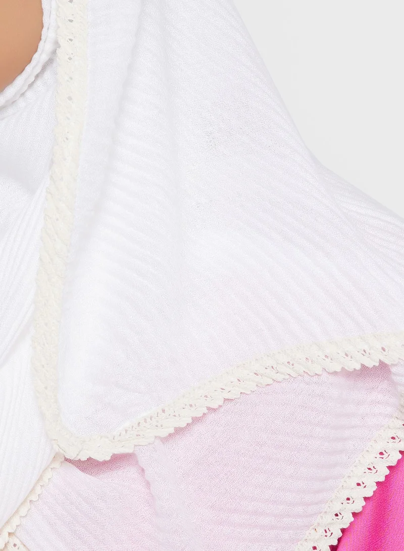 Khizana Pleated Crochet Detail Long Hijab Scarf