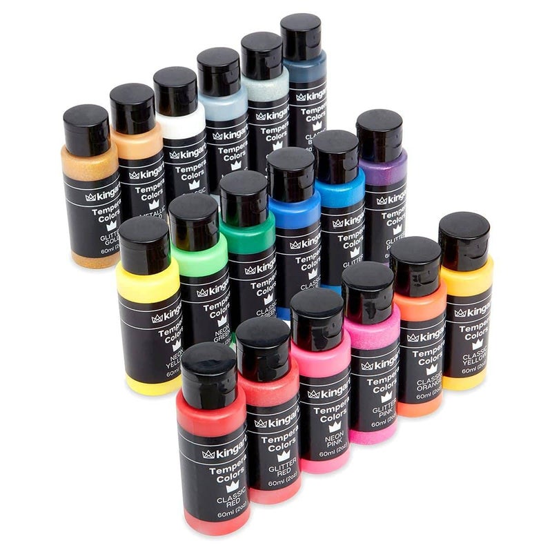 KINGART Kids Washable Tempera Paint, 18 Unique Colors, 60ml (2oz) Poster Paint, Art Supplies for Finger Painting, School Projects, and Crafting - Image 3