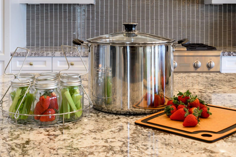 Barton 20Qt Canner w/Temp Indicator & Rack Multi Use Stainless Steel Canning Water Bath Kit Holds Up To 7 Jars - Image 1