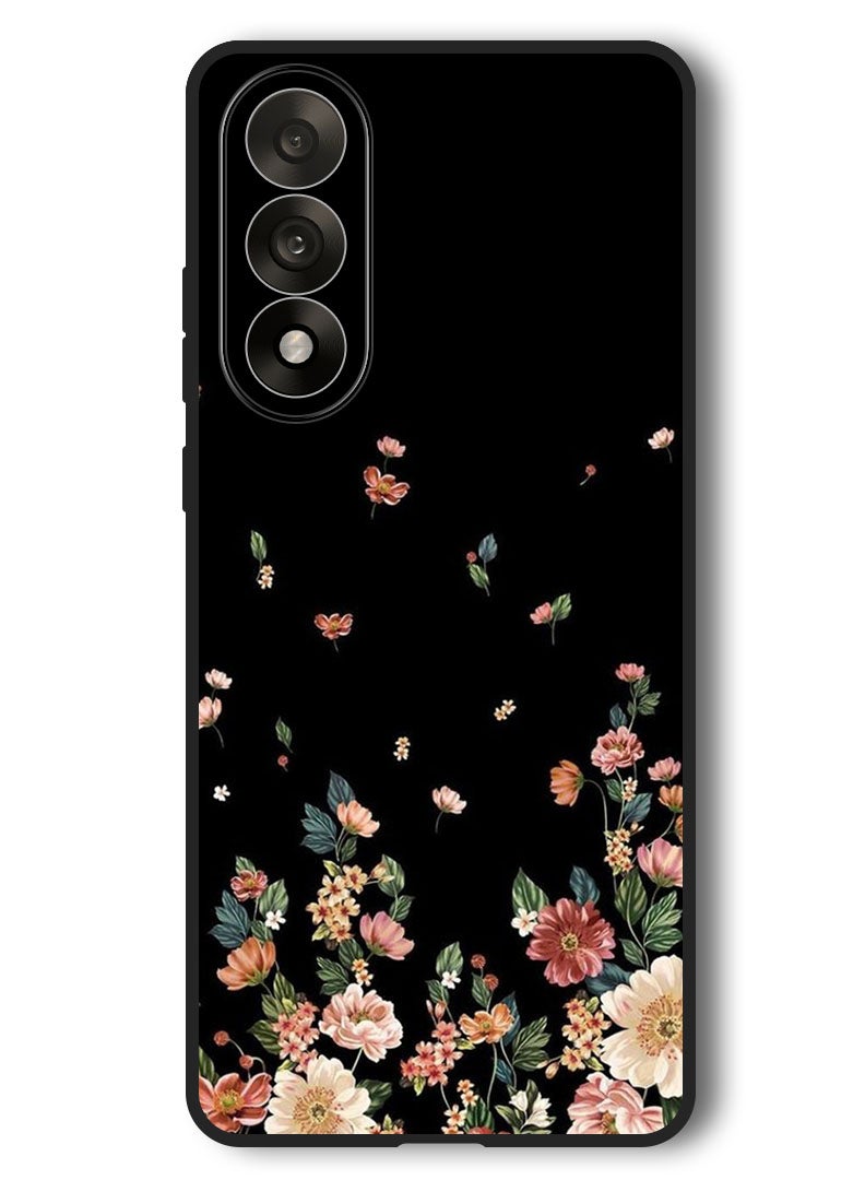 Theodor Case Compatible with OnePlus Nord 5 6.83 Inch Protection Shockproof Bumper Cover Flowers in Black Background - Image 1