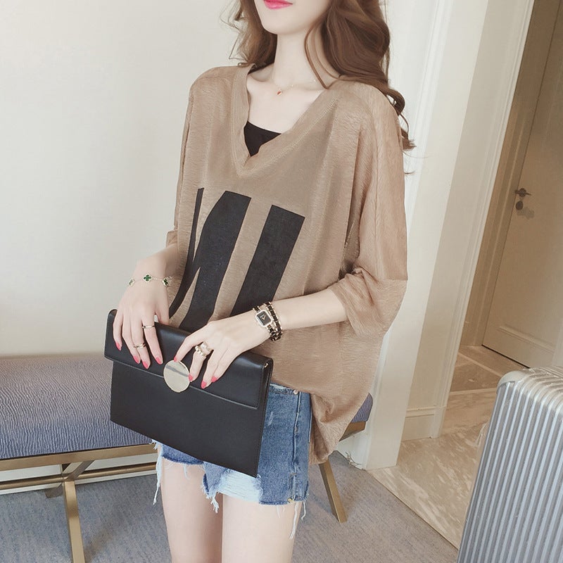 Plus Size T-Shirt Women'S Summer Chubby Girl Korean Loose V-Neck Top Suspender Top Two-Piece Short Sleeve 200 Jin Top Trendy T - Image 1