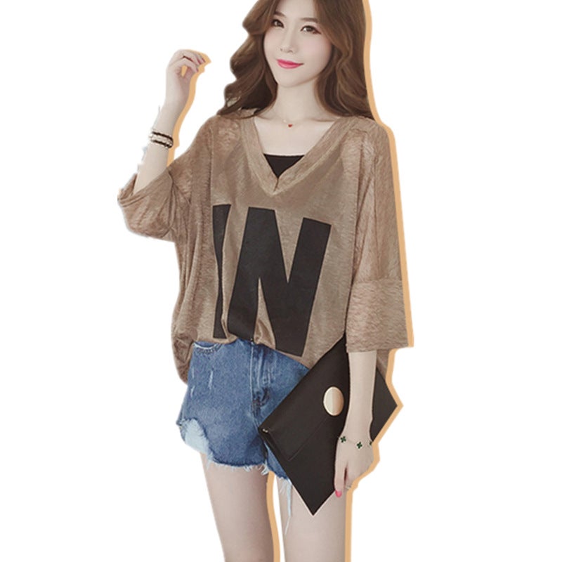 Plus Size T-Shirt Women'S Summer Chubby Girl Korean Loose V-Neck Top Suspender Top Two-Piece Short Sleeve 200 Jin Top Trendy T - Image 5