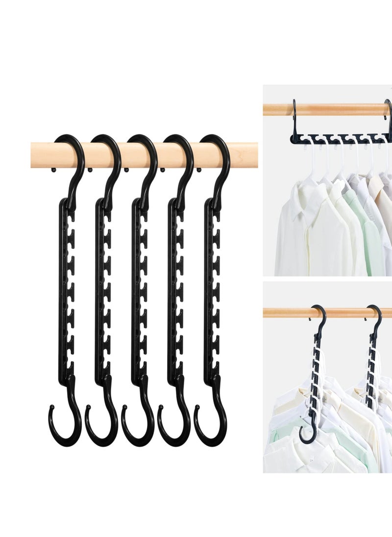 Generic Sturdy Plastic Space Saving Hangers 5 Pack, Cascading Hangers Organizer Closet Space Saver 80% and Wrinkle Free Clothes, Multi Collapsible Hangers for Heavy Clothes, Shirts, Pants (Black)  - Image 1