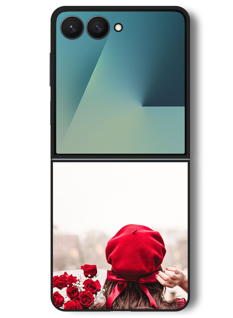 Theodor Case Compatible with Samsung Galaxy Z Flip 7 - 6.9 Inch Protection Shockproof Bumper Cover Holding Flowers - Image 1