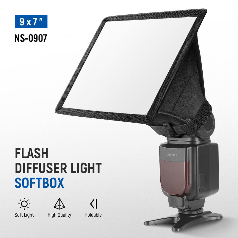 NEEWER Flash Diffuser Light Softbox 9" x 7", Universal, Collapsible with Storage Pouch Compatible with Canon Nikon Sony Godox Yongnuo NEEWER speedlight - Image 2