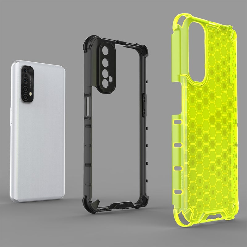 HuHa Protective Cover For OPPO Realme 7  Shockproof Honeycomb PC + TPU Case(White) - Image 3