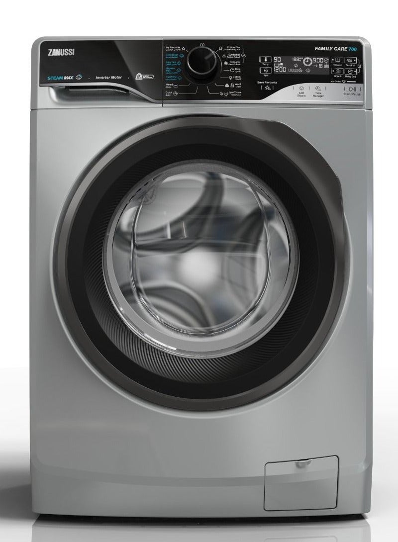 Zanussi Automatic Washing Machine, 9 kg, 1200 RPM, Silver, Inverter, Steam, ZWF9221SB7 - Image 1