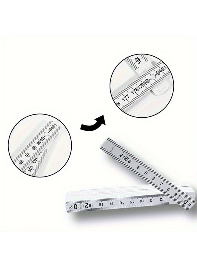 White Folding Measuring Stick Ruler With Cm Mm Inch Markings For DIY Carpentry - Image 1
