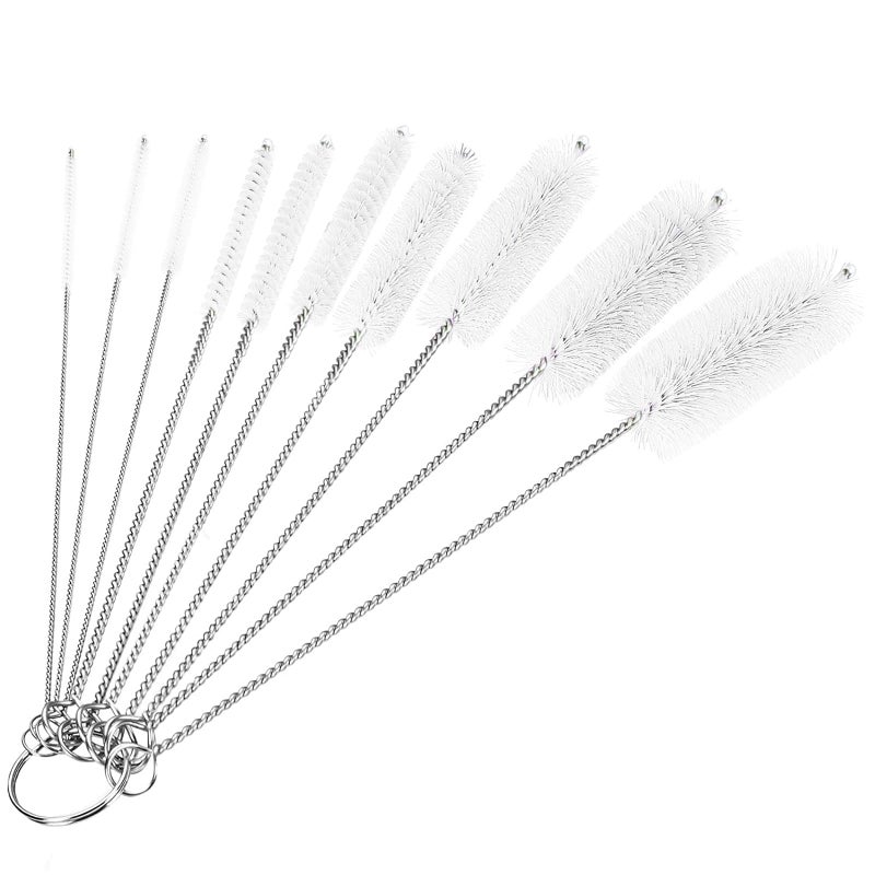 CiaraQ Bottle Cleaning Brushes 8 Inch Nylon Tube Brush Set Cleaner for Narrow Neck Bottles Cups with Hook Set of 10pcs White