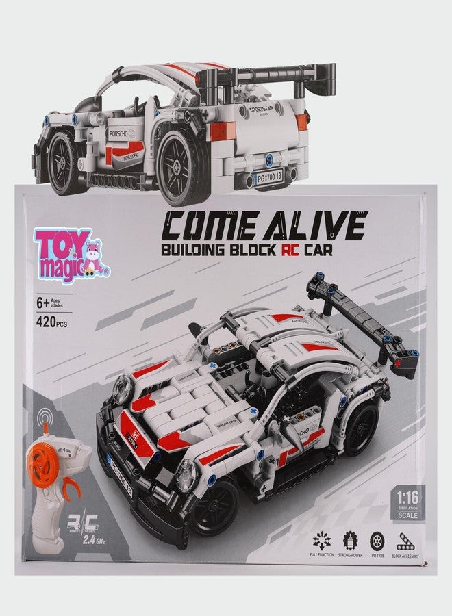 ToyMagic 2-in-1 Building Blocks Convertible to Remote Control Car 1:16, Rechargeable, 420 pcs STEM Set - Build & Race Kit for Kids with Remote Control, Educational Toy, Multicolor - Image 1