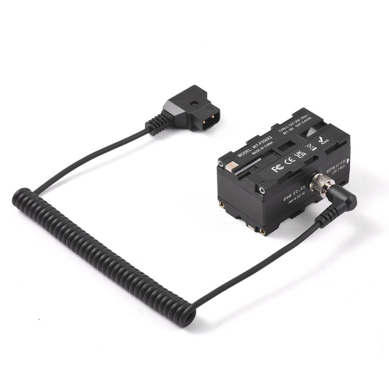 D-Tap to Double-Sided NP-F550/570/770/970 Dummy Battery Power Adapter with 5-12V Type-C Output Flexible Spring Cable for Field Monitor LED Light Wireless Video Transmission - Image 2