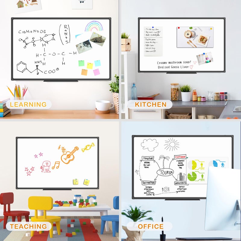 JILoffice Magnetic Whiteboard/White Board, Dry Erase Board 48 x 31 Inch, Black Aluminum Frame Wall Mounted Board for Office Home and School - Image 2