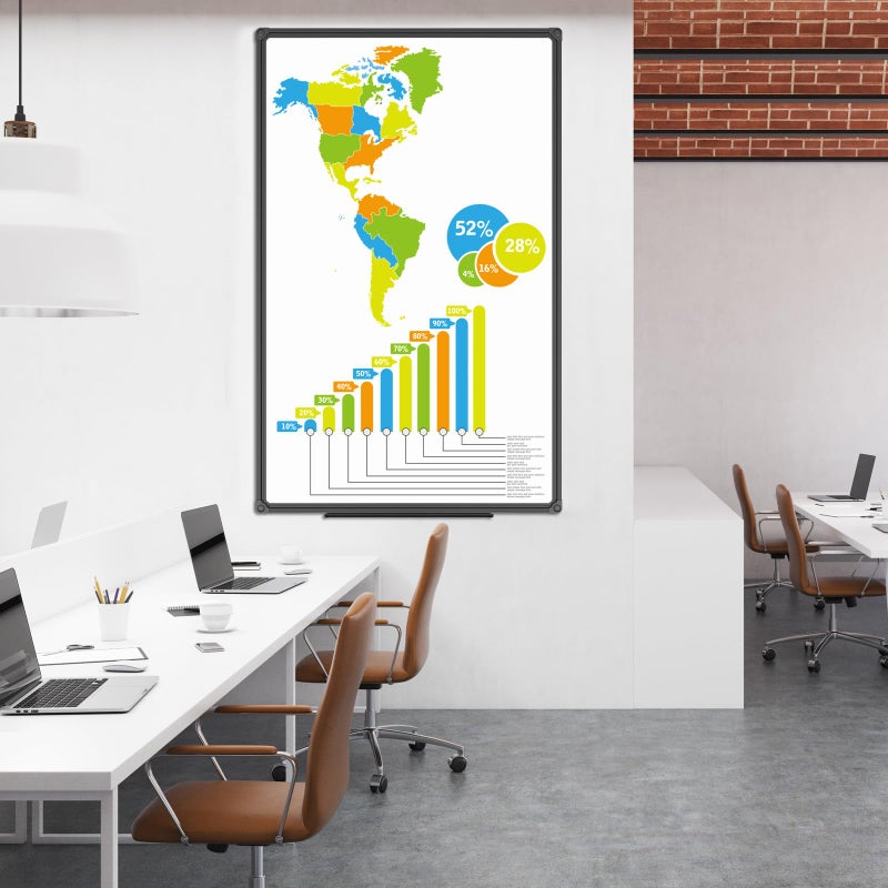 JILoffice Magnetic Whiteboard/White Board, Dry Erase Board 48 x 31 Inch, Black Aluminum Frame Wall Mounted Board for Office Home and School - Image 5