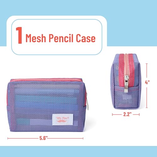 Mr. Pen- Mesh Pencil Case, Purple, Mesh Zipper Pouch Bags with Zipper Pouches for Organization, Cosmetic Bag, Purse Pouch, Cute Makeup Bag - Image 2