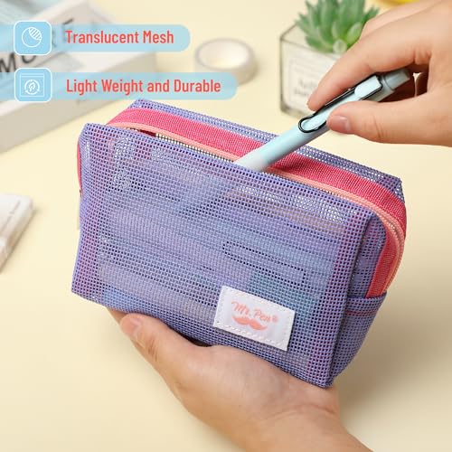 Mr. Pen- Mesh Pencil Case, Purple, Mesh Zipper Pouch Bags with Zipper Pouches for Organization, Cosmetic Bag, Purse Pouch, Cute Makeup Bag - Image 3