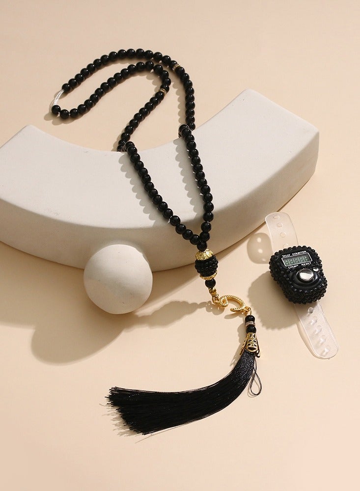 مسبحة صلاة للمسلمين، مجموعة صندوق هدايا مكونة من 99 مسبحة صلاة، لون أسود - Image 3