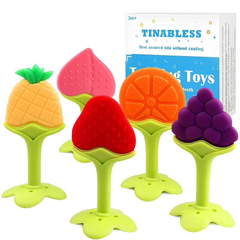 Tinabless Teething Toys (5 Pack) - Infant Teething Keys Set, BPA-Free, Natural Organic Freezer Safe for Infants and Toddlers, Silicone Baby Teethers - Image 1